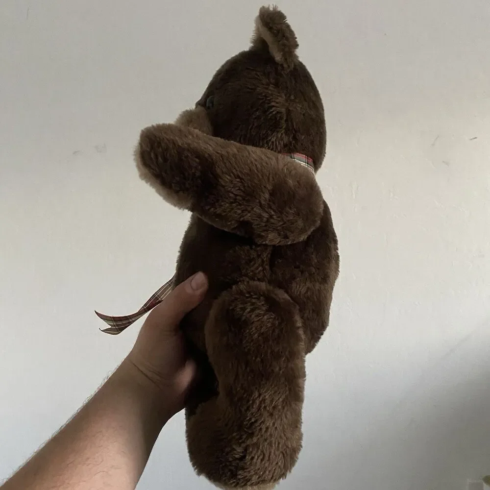 RUSS Stuffed JAX TEDDY BEAR FAUX FUR Plush Brown Animal Plaid Bow Toy